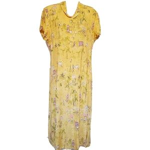TALBOTS NEW YELLOW NOVELTY PRINT SHIRT DRESS FRANC